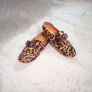 Quoddy Leopard Print Calf Hair Handmade Mules Slides 8.5 M